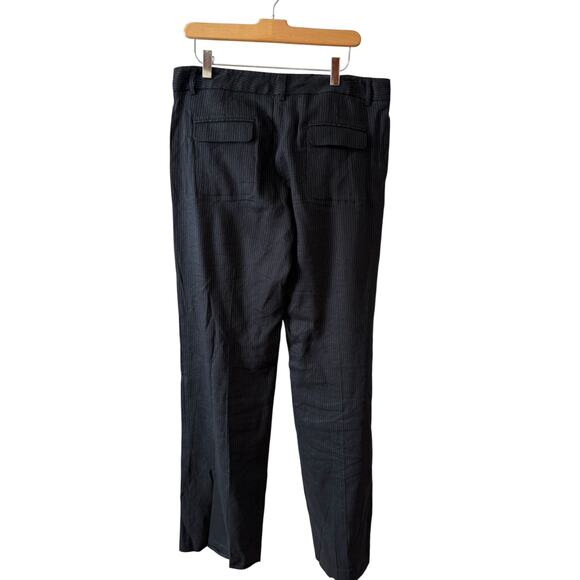 Theory Straight Leg Tailored Pinstripe Pants Black 10 - Picture 3 of 6